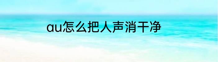 au怎么把人声消干净