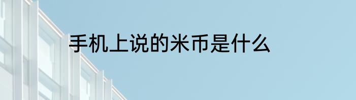 手机上说的米币是什么
