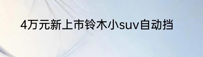 4万元新上市铃木小suv自动挡