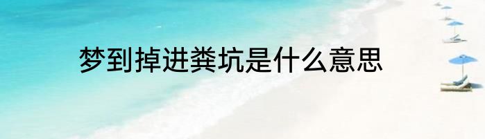 梦到掉进粪坑是什么意思