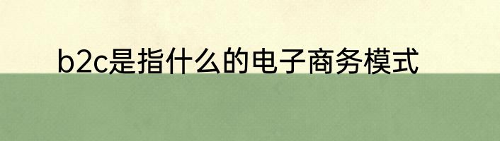 b2c是指什么的电子商务模式