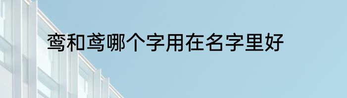 鸾和鸢哪个字用在名字里好