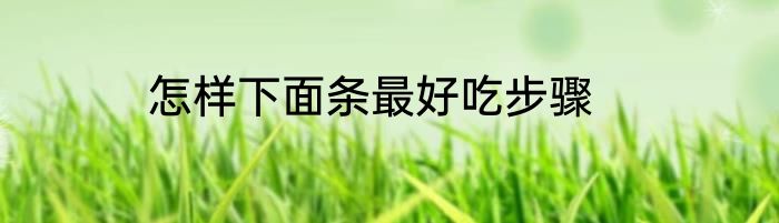 怎样下面条最好吃步骤