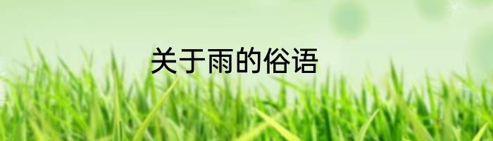 关于雨的俗语