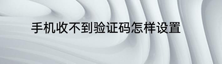 手机收不到验证码怎样设置