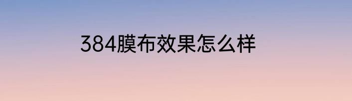 384膜布效果怎么样