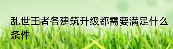乱世王者各建筑升级都需要满足什么条件