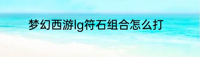 梦幻西游lg符石组合怎么打