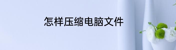 怎样压缩电脑文件