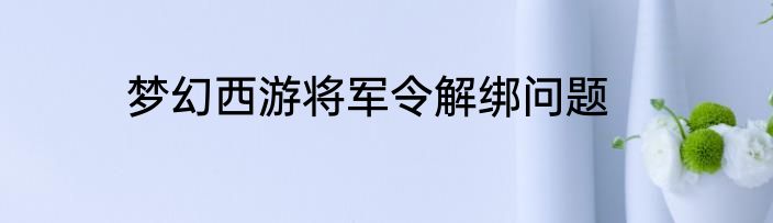 梦幻西游将军令解绑问题