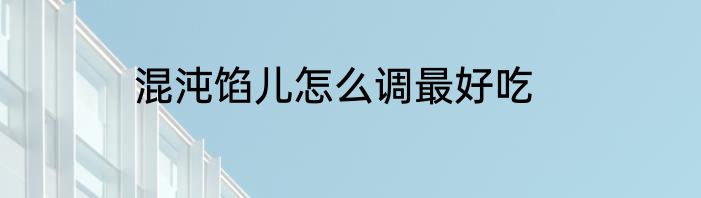 混沌馅儿怎么调最好吃