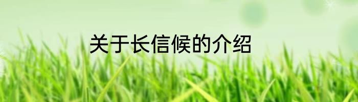 关于长信候的介绍