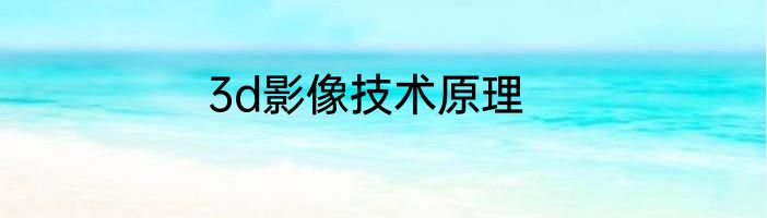3d影像技术原理