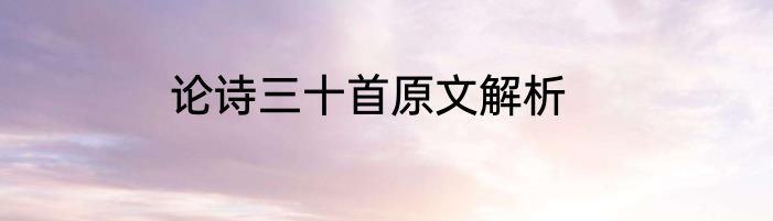 论诗三十首原文解析