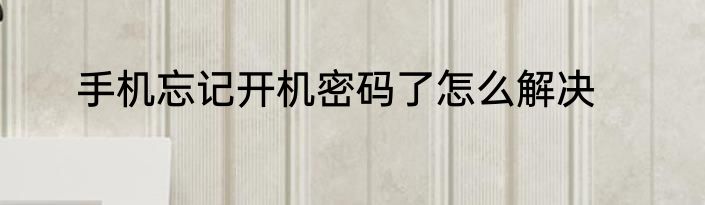 手机忘记开机密码了怎么解决