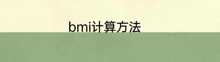 bmi计算方法