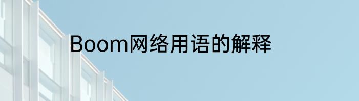 Boom网络用语的解释
