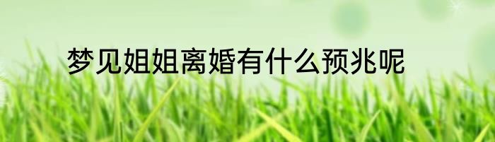 梦见姐姐离婚有什么预兆呢