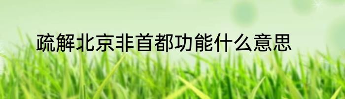 疏解北京非首都功能什么意思