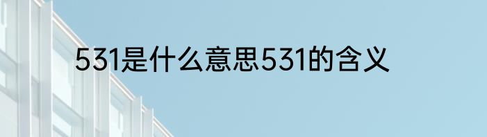 531是什么意思531的含义