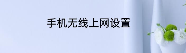 手机无线上网设置
