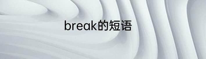 break的短语