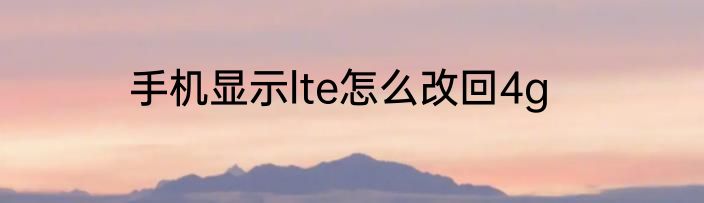 手机显示lte怎么改回4g
