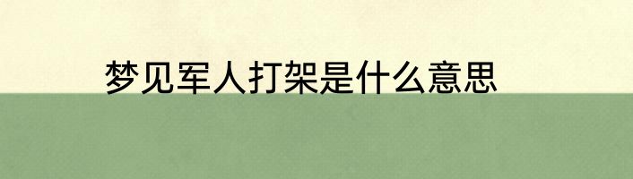 梦见军人打架是什么意思