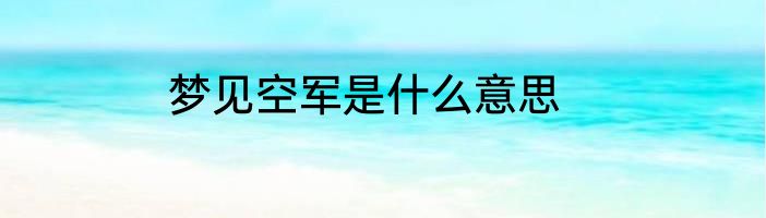 梦见空军是什么意思