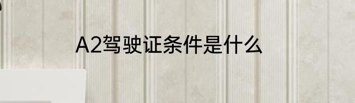 A2驾驶证条件是什么