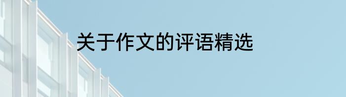 关于作文的评语精选