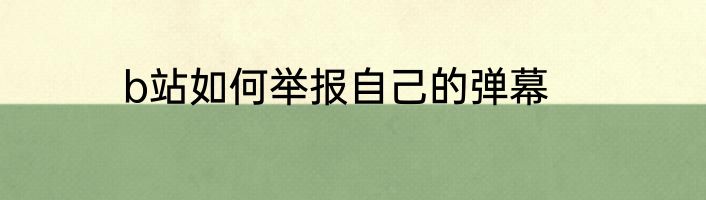 b站如何举报自己的弹幕