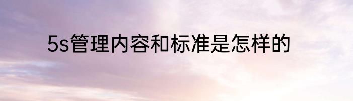 5s管理内容和标准是怎样的