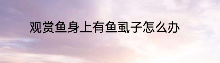 观赏鱼身上有鱼虱子怎么办