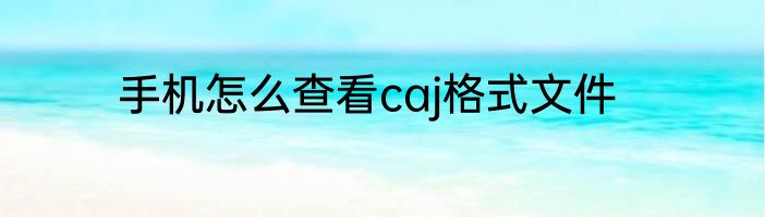 手机怎么查看caj格式文件
