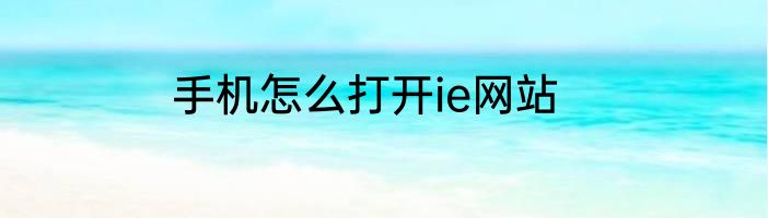 手机怎么打开ie网站