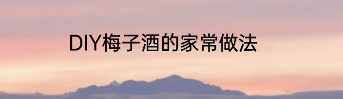 DIY梅子酒的家常做法