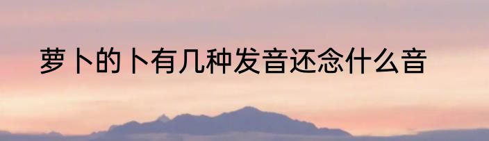 萝卜的卜有几种发音还念什么音