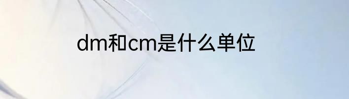 dm和cm是什么单位