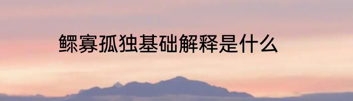 鳏寡孤独基础解释是什么