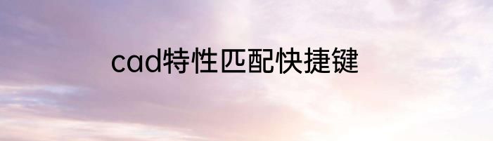cad特性匹配快捷键