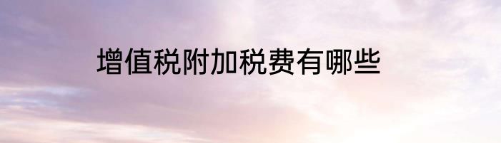 增值税附加税费有哪些