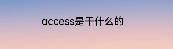 access是干什么的