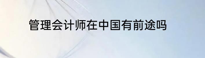 管理会计师在中国有前途吗