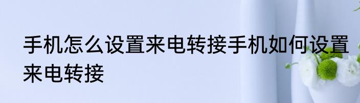 手机怎么设置来电转接手机如何设置来电转接