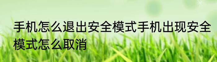 手机怎么退出安全模式手机出现安全模式怎么取消