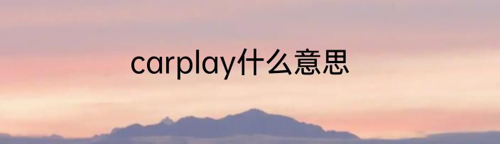 carplay什么意思