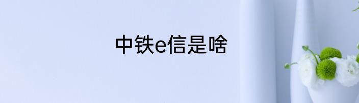 中铁e信是啥