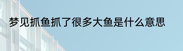 梦见抓鱼抓了很多大鱼是什么意思