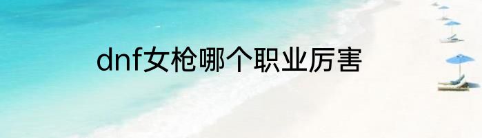 dnf女枪哪个职业厉害